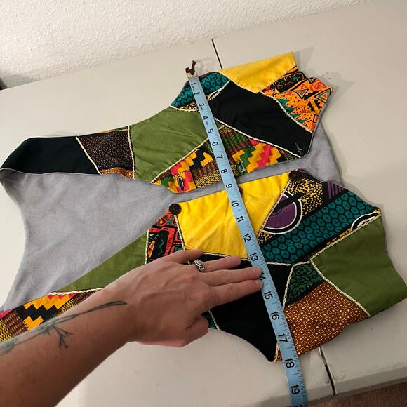 Handmade Boho Indie Vintage Patchwork Single Button Fitted Vest Size XS/Small - Picture 8 of 11